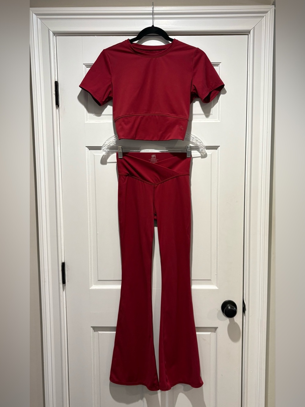 JoyLab Burgundy Red Two-Piece Set‎ -Crop Top(SMALL)  & Flared Leggings(X-SMALL)